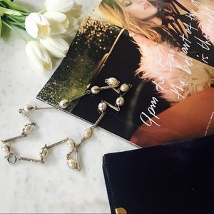 Vintage CHANEL 70s 80s faux pearl bar link necklace